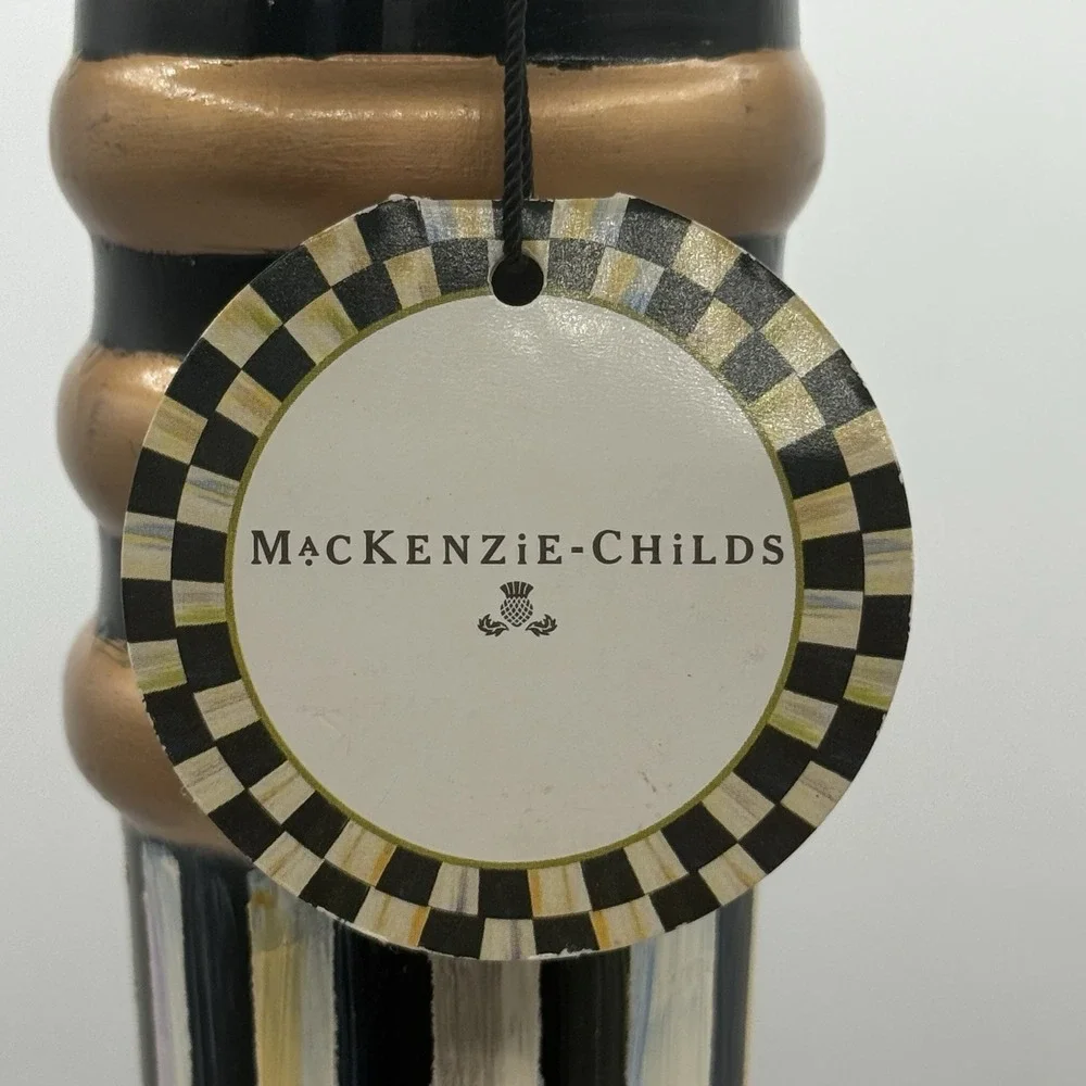 RARE Mackenzie Childs COURTLY CHECK WOOD PEPPER MILL GRINDER 16 1/2